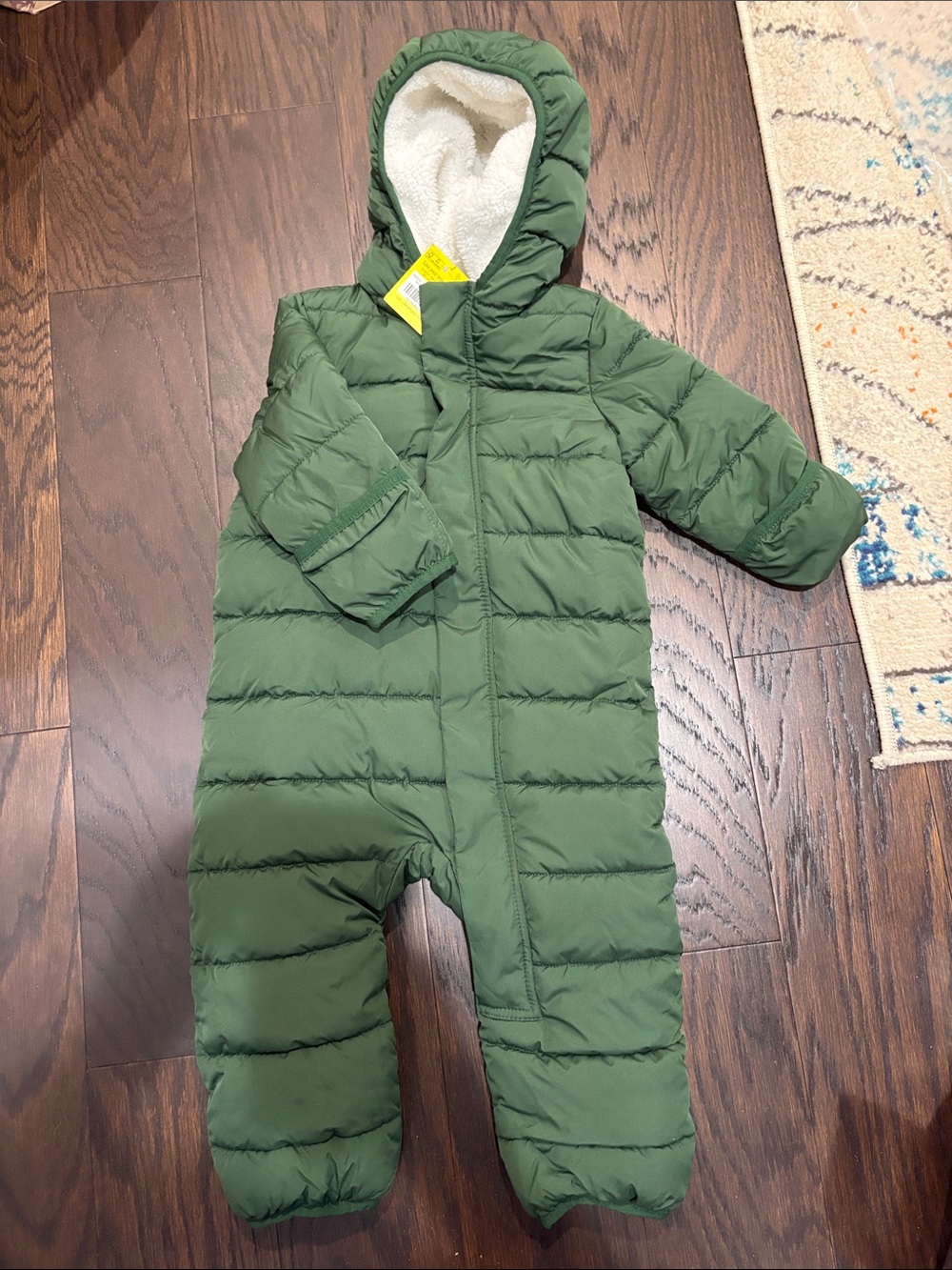 12-18 month Green Hooded Puffer Snowsuit - Cozy Lined Winter One-Piece